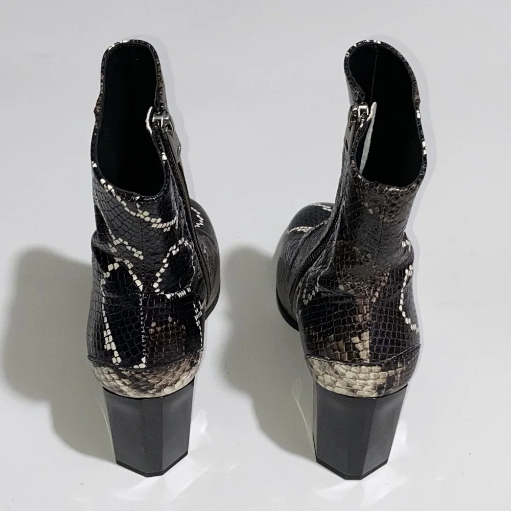 All Saints Roka Leather Snake Boots Bootie Brown Black AllSaints $398